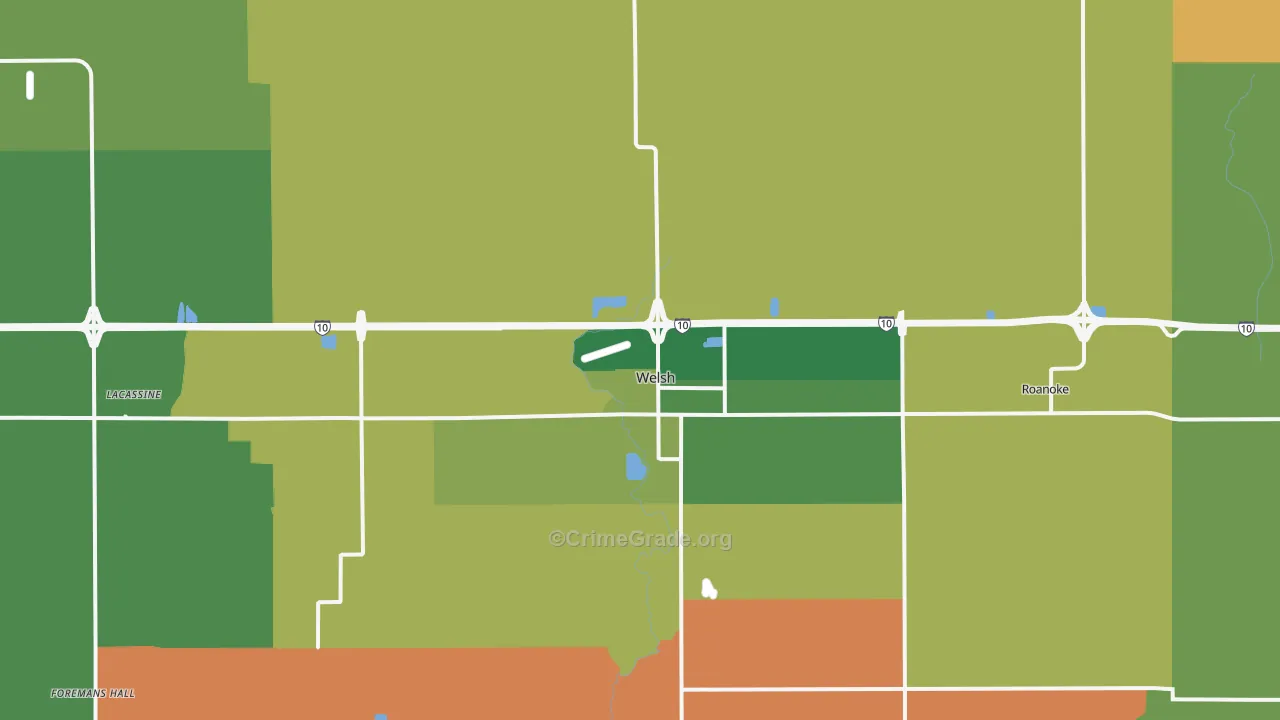 Welsh, LA Map of Robbery Rates