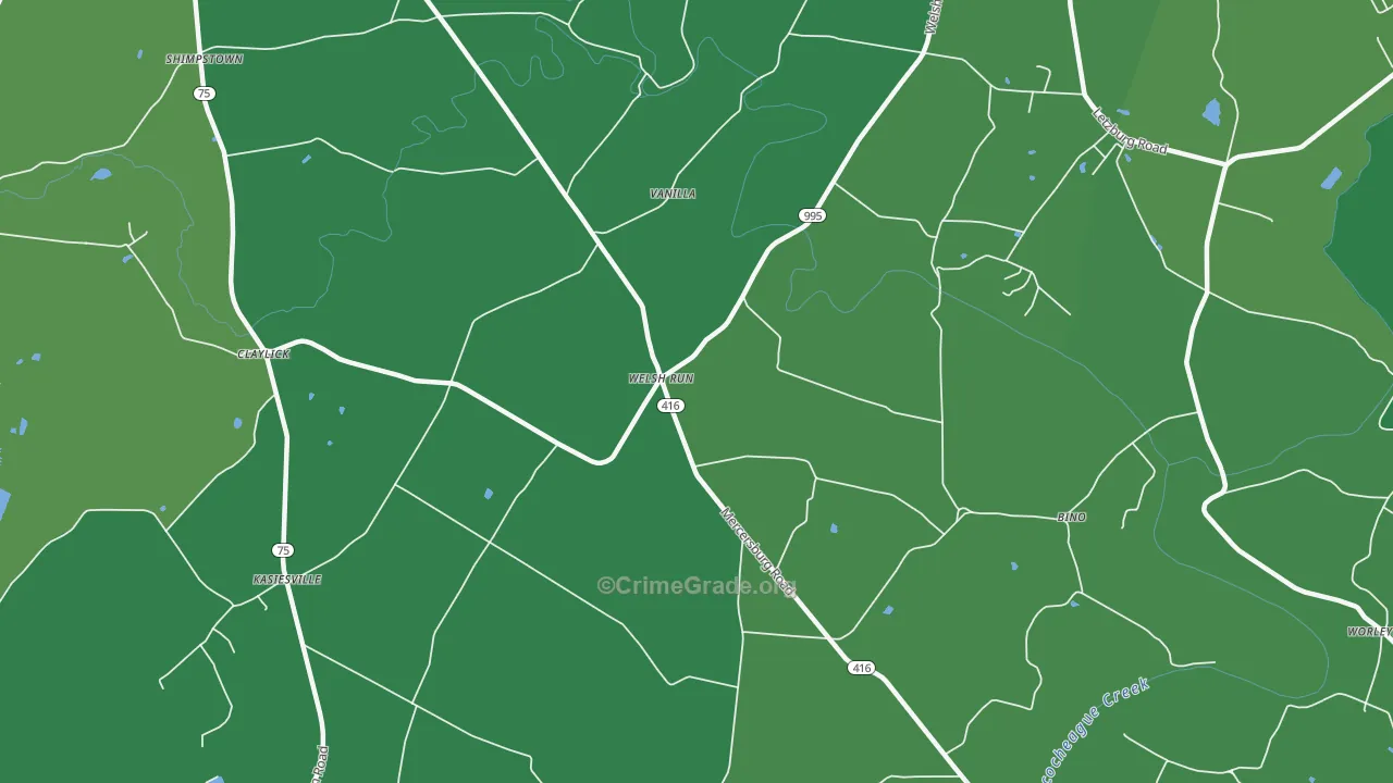 Welsh Run, PA Map of Robbery Rates