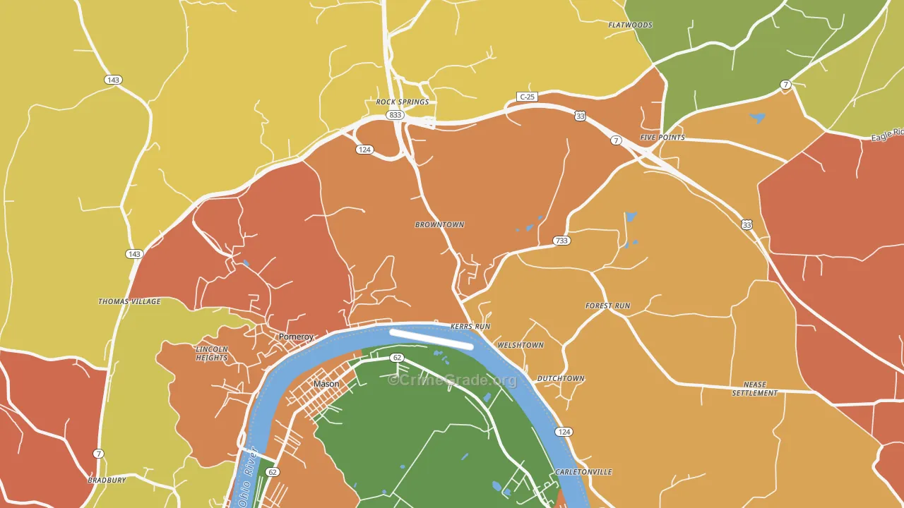 Welshtown, OH Map of Robbery Rates
