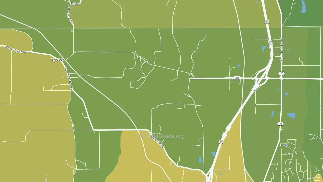 Wenasoga, MS Map of Robbery Rates