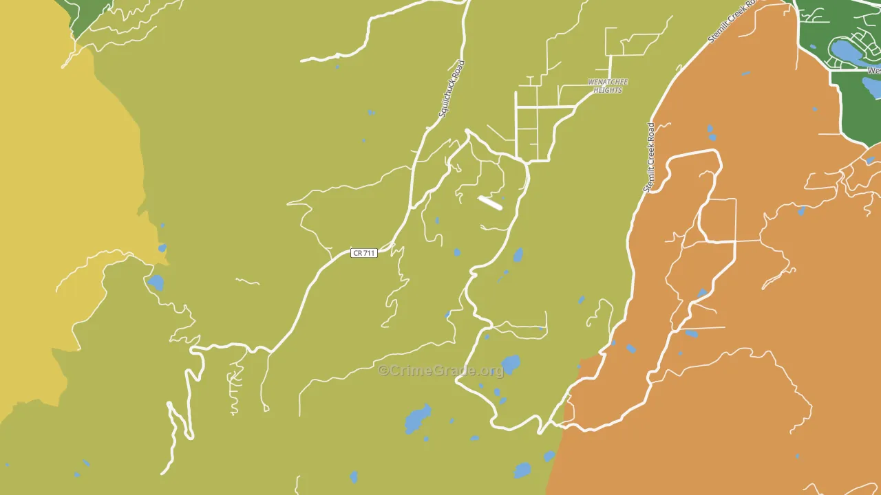 Wenatchee Heights, WA Map of Robbery Rates