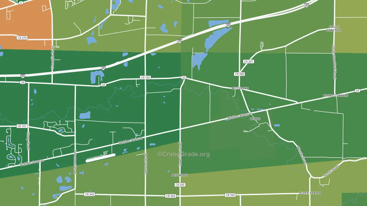 Wende, NY Map of Robbery Rates