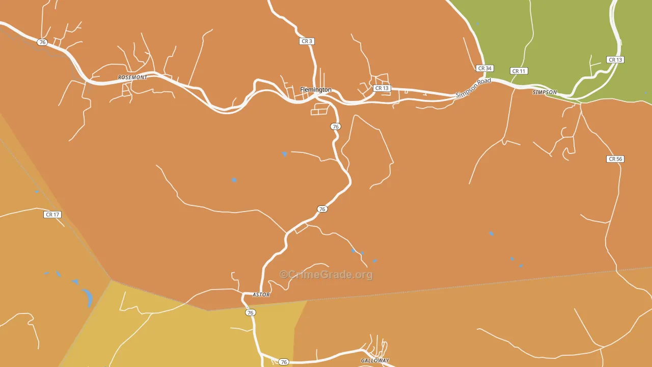 Wendel, WV Map of Robbery Rates