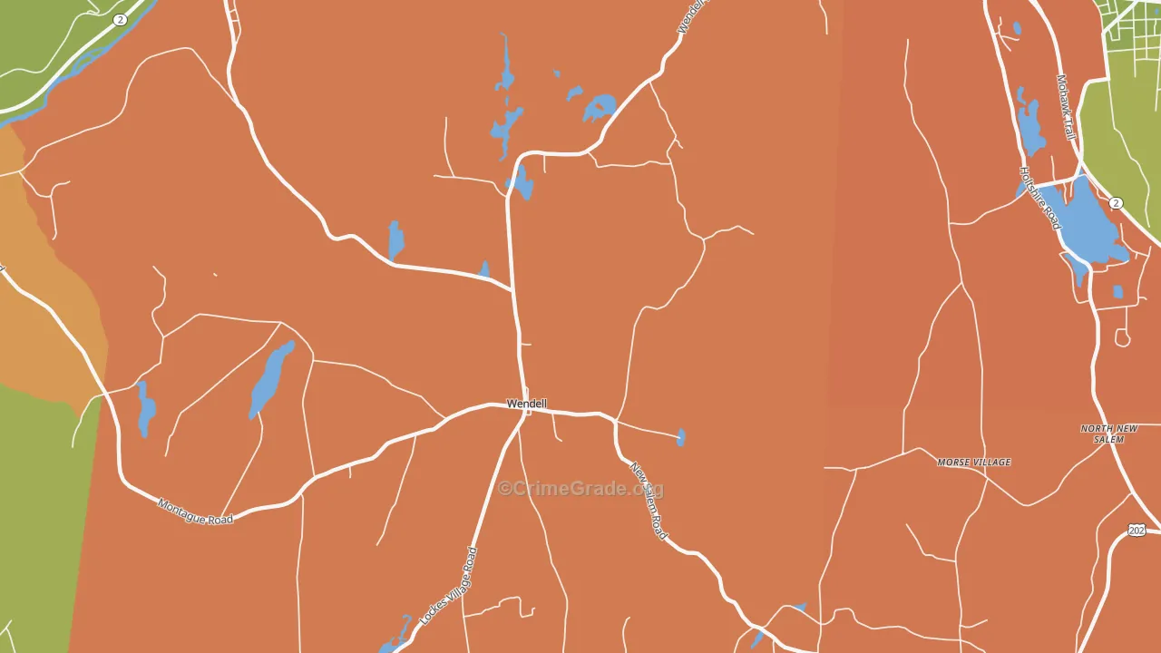 Wendell Depot, MA Map of Robbery Rates