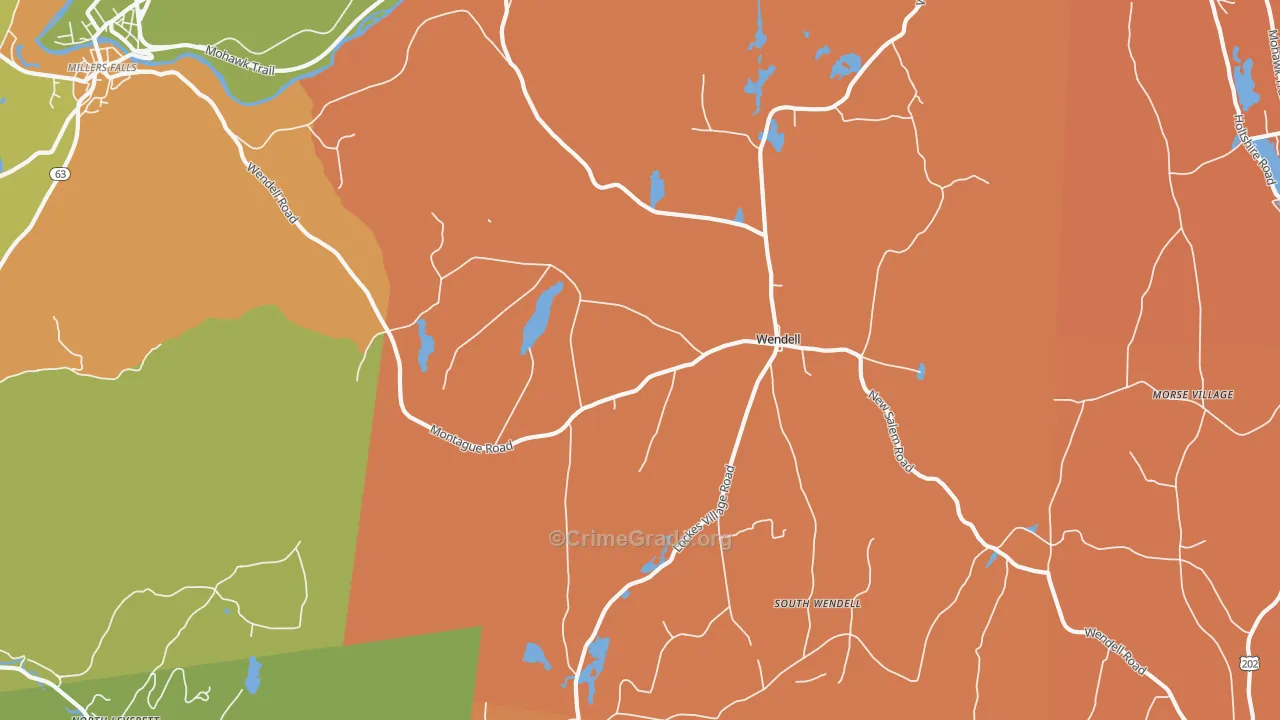 Wendell, MA Map of Robbery Rates