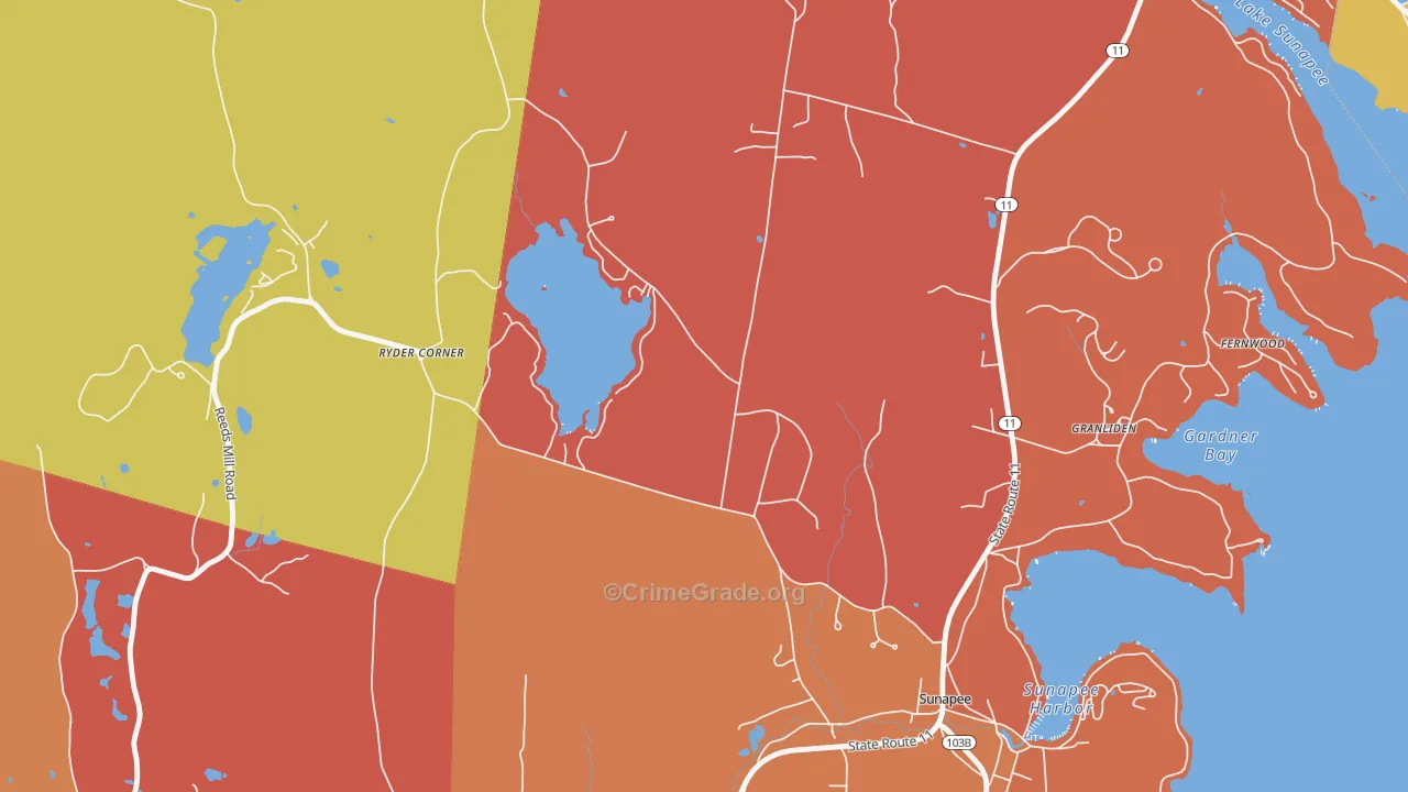 Wendell, NH Map of Robbery Rates