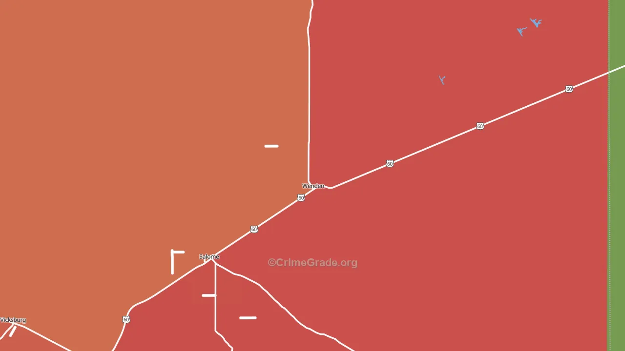Wenden, AZ Map of Robbery Rates