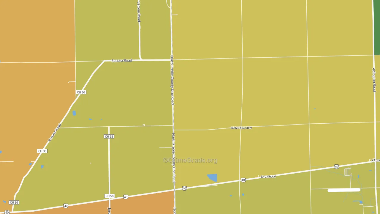 Wengerlawn, OH Map of Robbery Rates