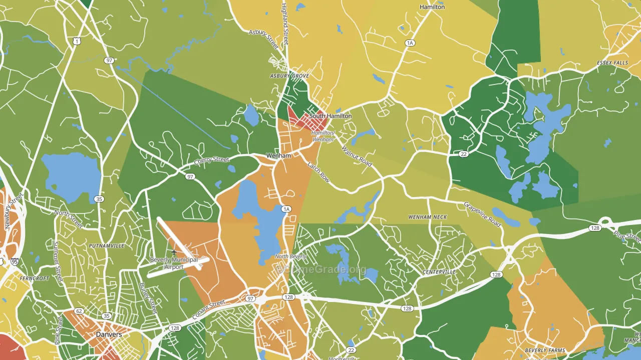 Wenham, MA Map of Robbery Rates