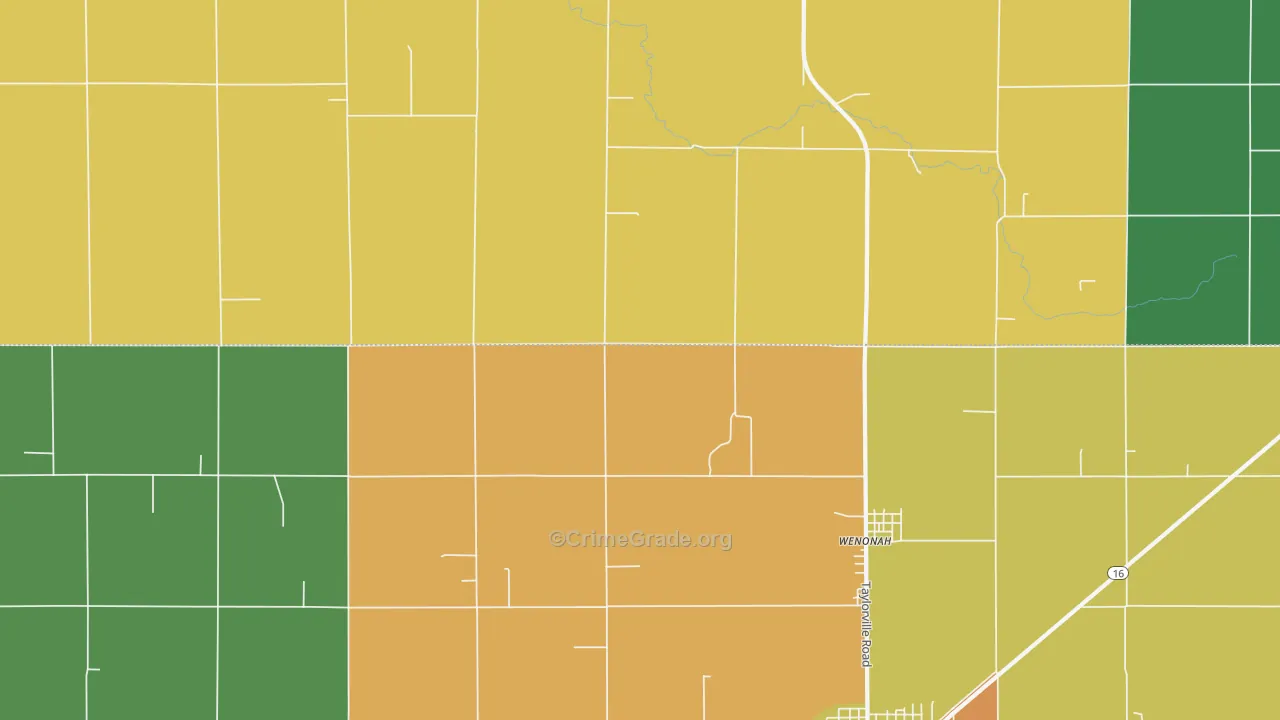 Wenonah, IL Map of Robbery Rates