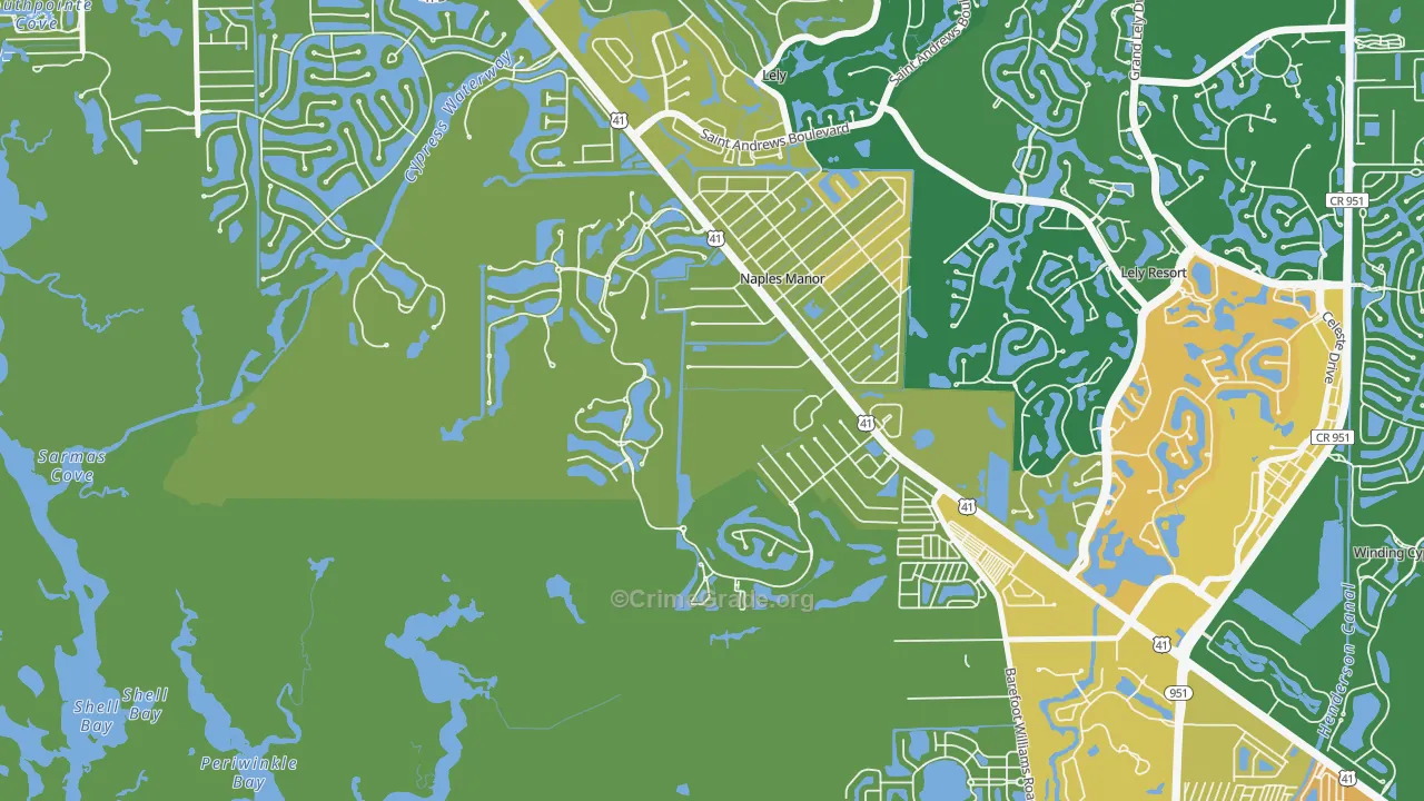 Wentworth Estates, Naples, FL Map of Robbery Rates