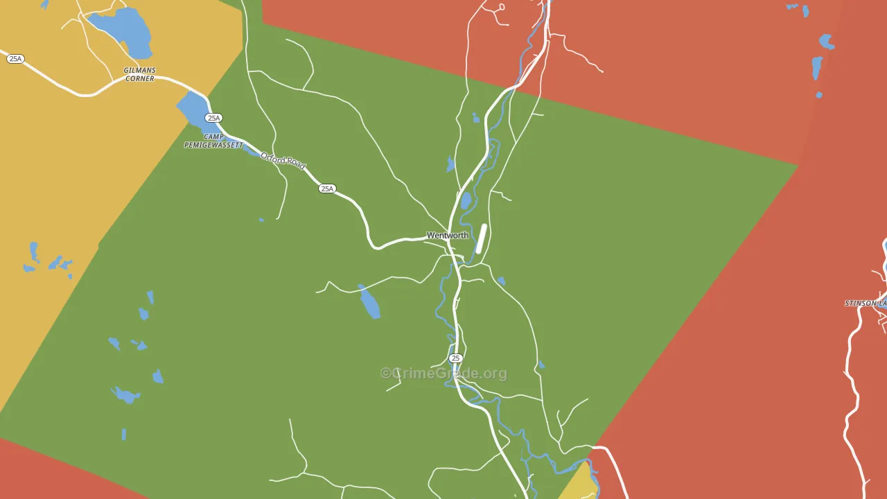 Wentworth, NH Map of Robbery Rates