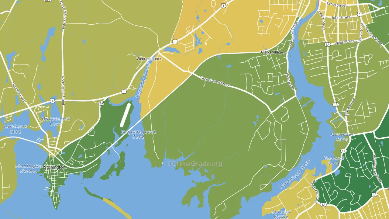 Wequetequock, CT Map of Robbery Rates