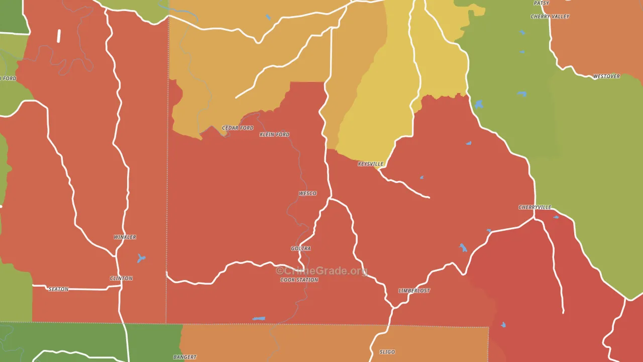 Wesco, MO Map of Robbery Rates