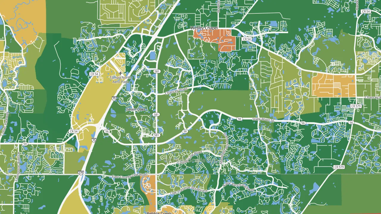 Wesley Chapel, FL Map of Robbery Rates