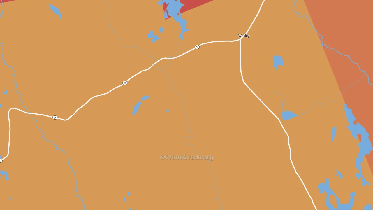 Wesley, ME Map of Robbery Rates