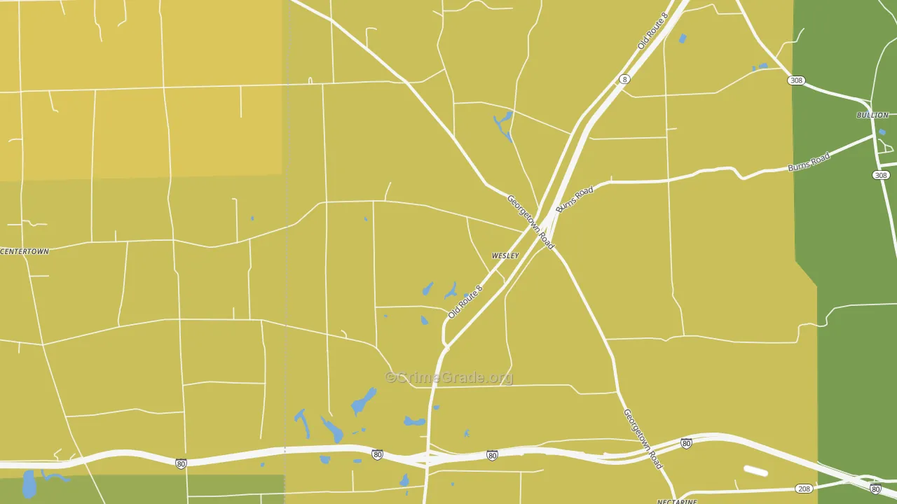 Wesley, PA Map of Robbery Rates