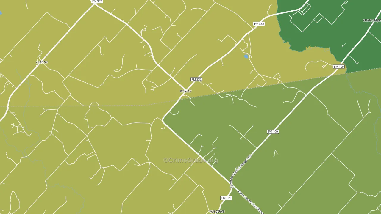 Wesley, TX Map of Robbery Rates