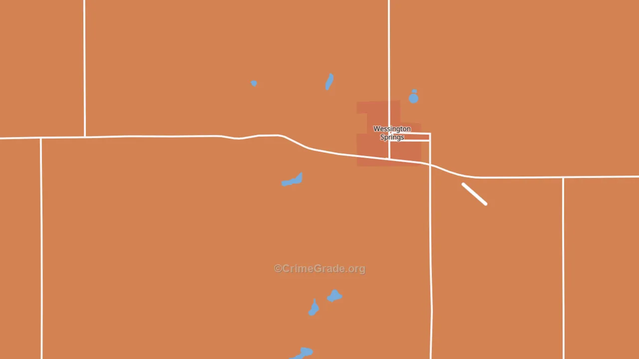 Wessington Springs, SD Map of Robbery Rates