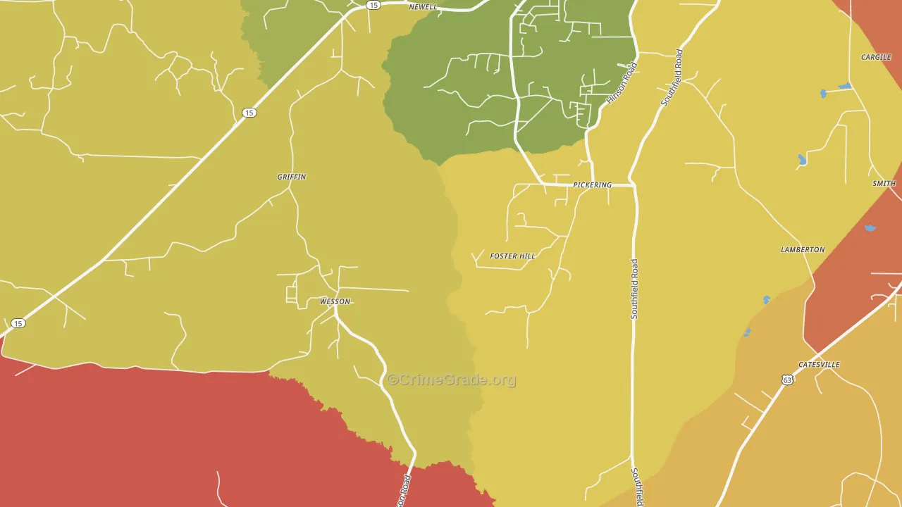 Wesson, AR Map of Robbery Rates