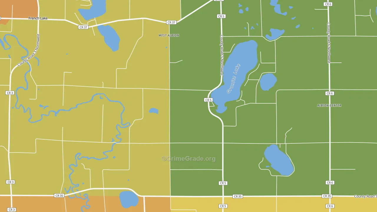 West Albion, MN Map of Robbery Rates