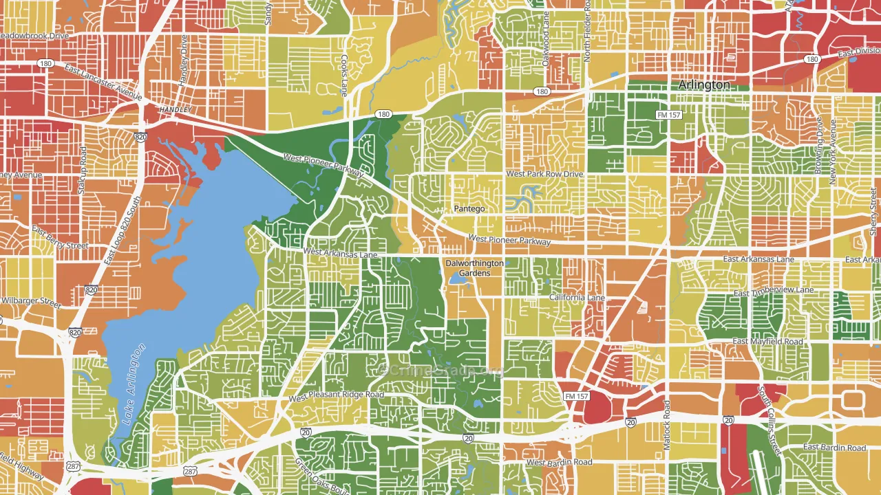 West, Arlington, TX Map of Robbery Rates
