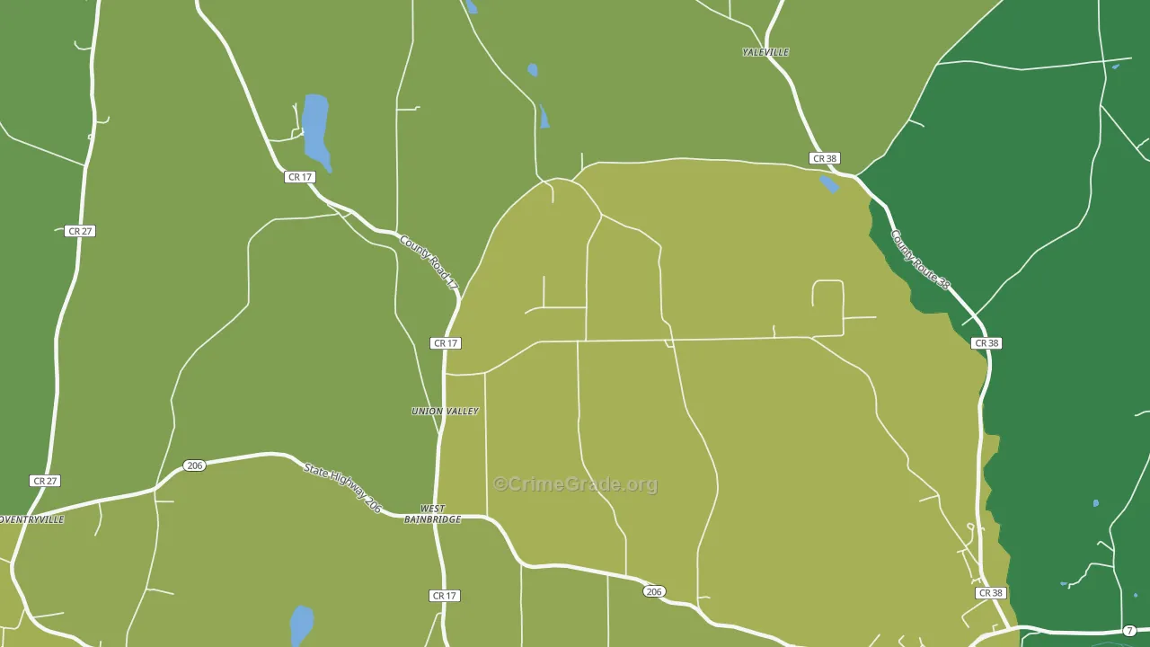 West Bainbridge, NY Map of Robbery Rates
