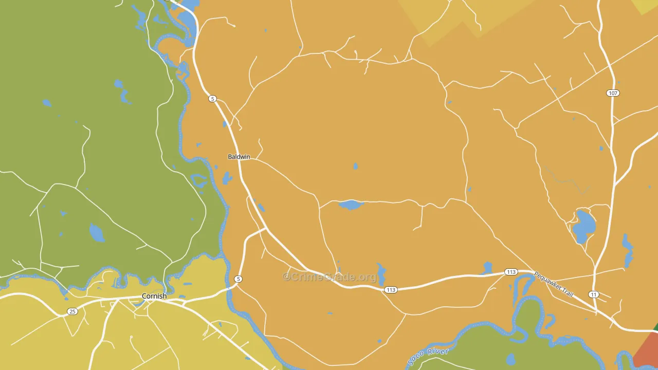 West Baldwin, ME Map of Robbery Rates