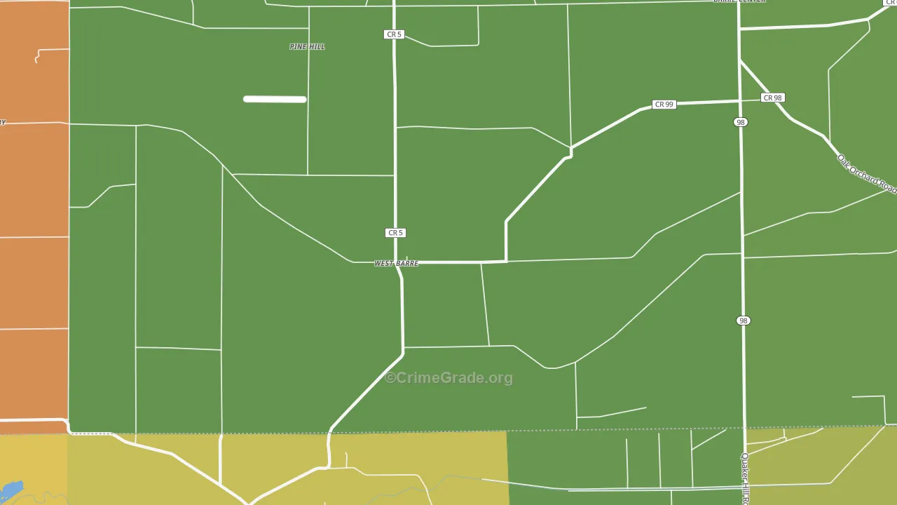 West Barre, NY Map of Robbery Rates