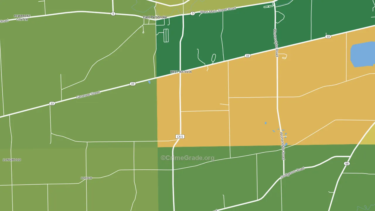 West Batavia, NY Map of Robbery Rates