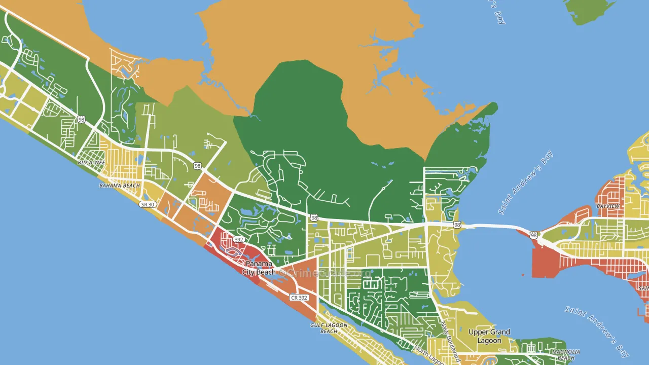 West Bay, FL Map of Robbery Rates
