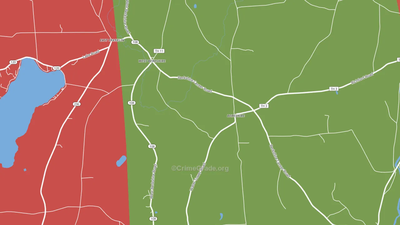 West Berkshire, VT Map of Robbery Rates