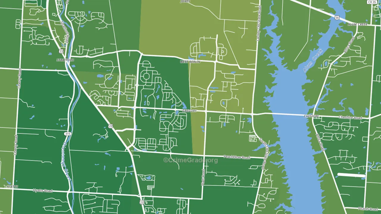 West Berlin, OH Map of Robbery Rates