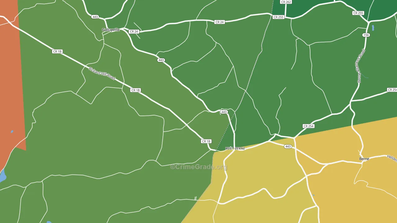 West Berne, NY Map of Robbery Rates