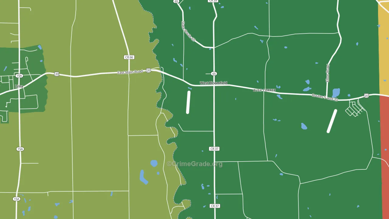 West Bloomfield, NY Map of Robbery Rates