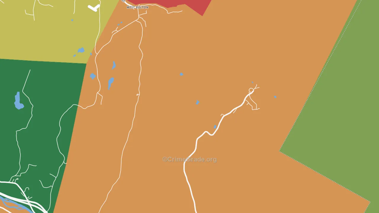 West Bolton, VT Map of Robbery Rates