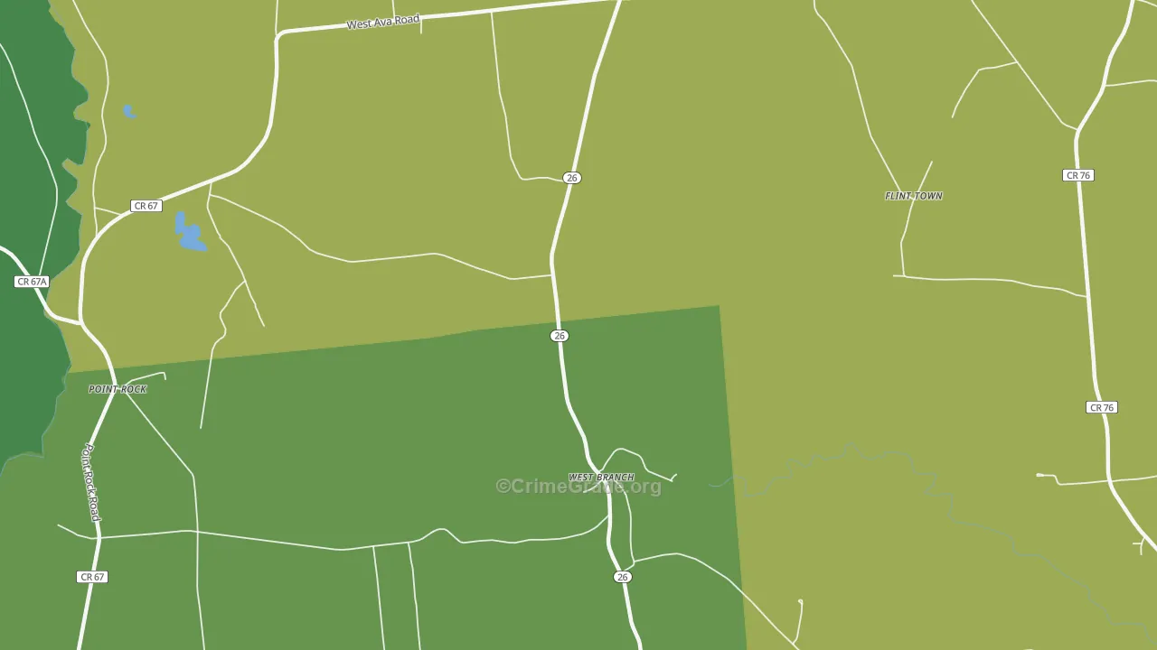 West Branch, NY Map of Robbery Rates