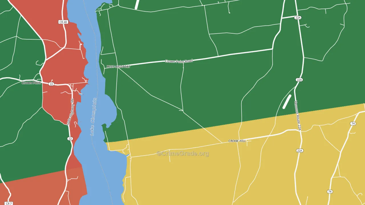 West Bridport, VT Map of Robbery Rates