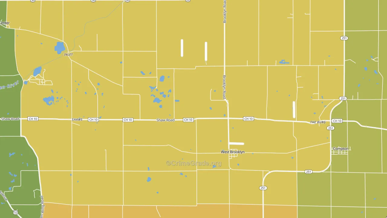 West Brooklyn, IL Map of Robbery Rates