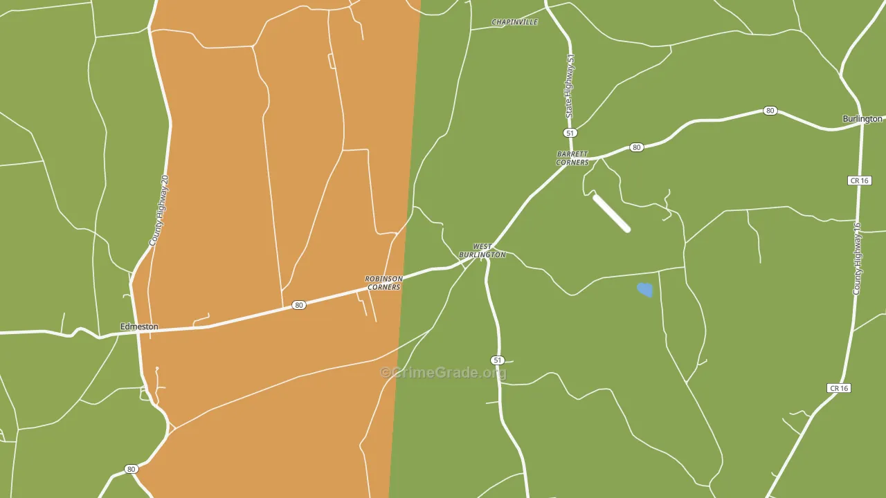 West Burlington, NY Map of Robbery Rates