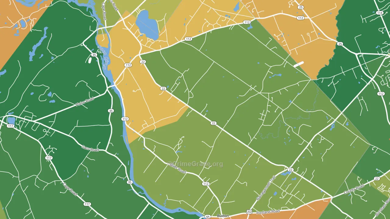 West Buxton, ME Map of Robbery Rates