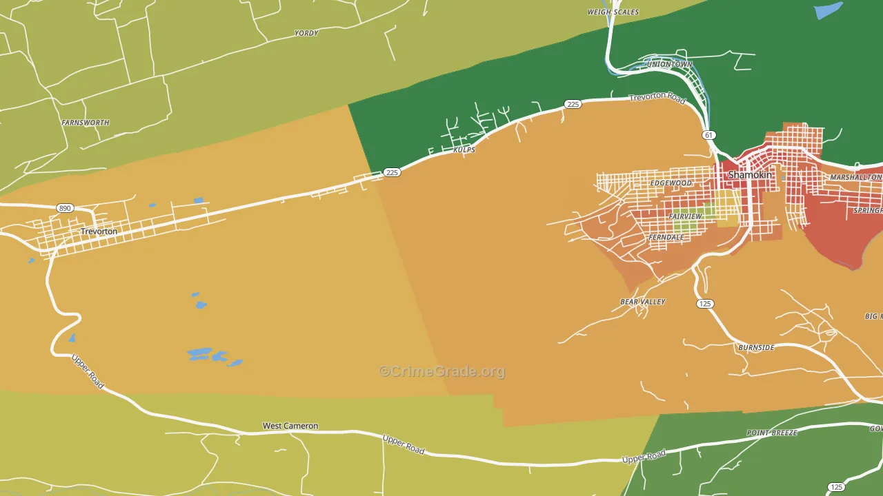 West Cameron, PA Map of Robbery Rates