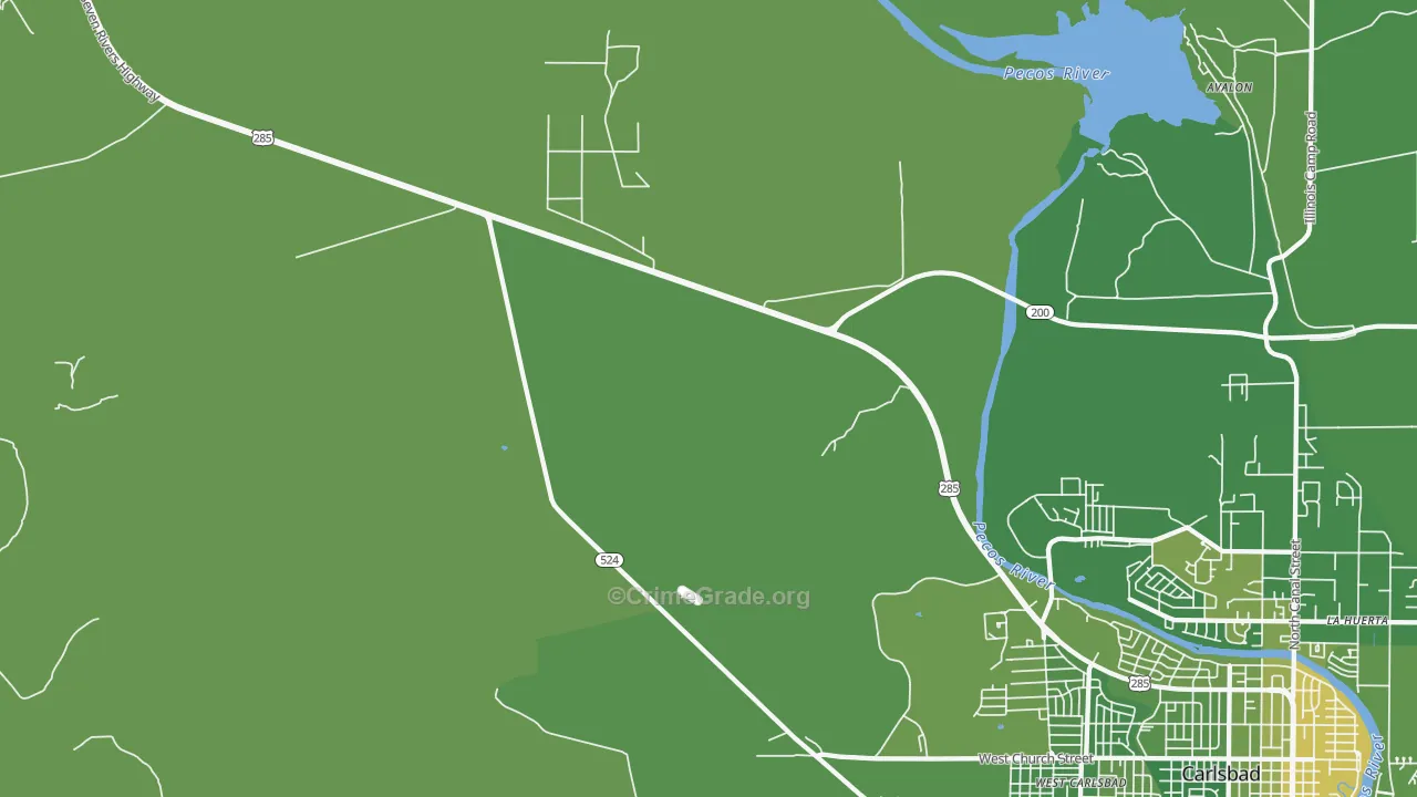 West Carlsbad, NM Map of Robbery Rates