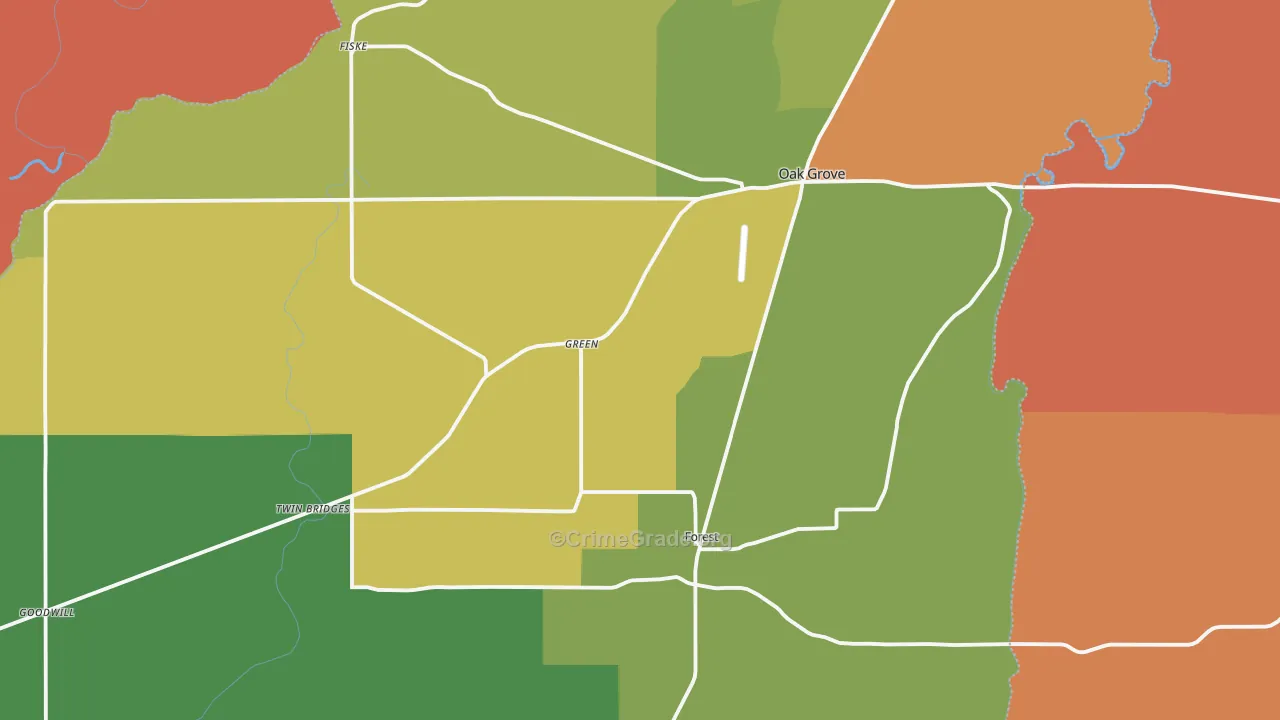 West Carroll Parish, LA Map of Robbery Rates