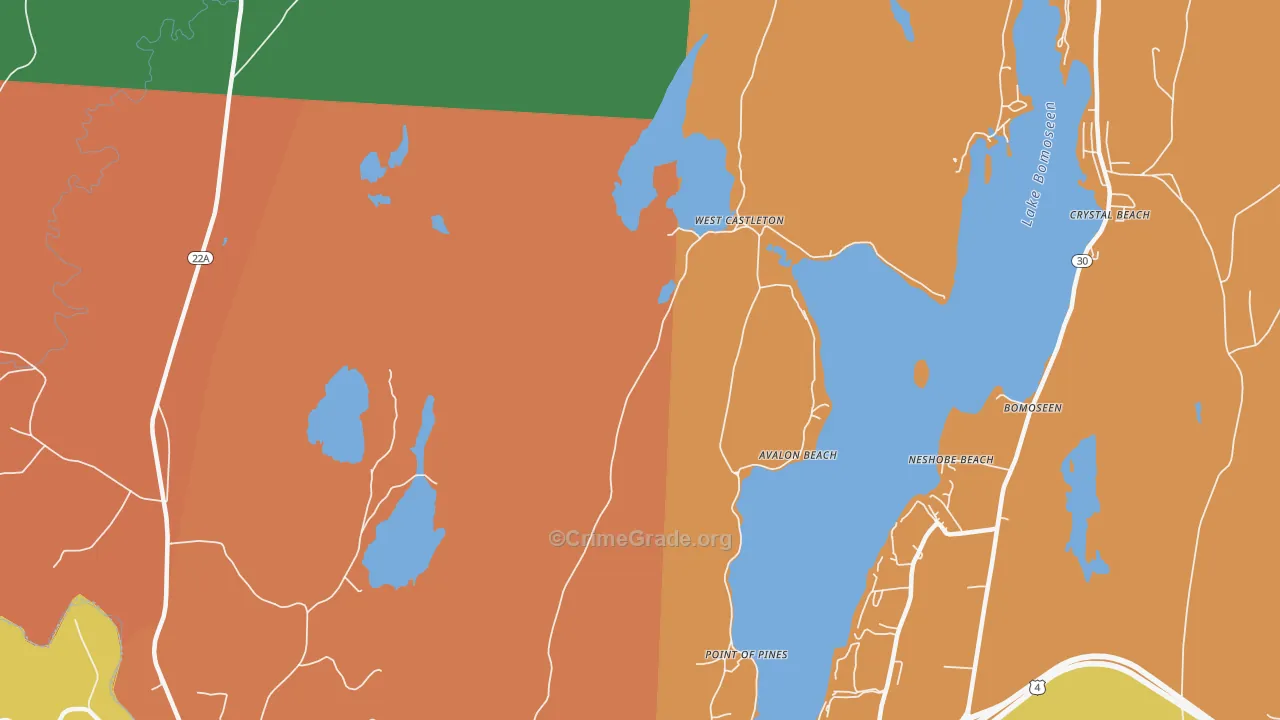 West Castleton, VT Map of Robbery Rates