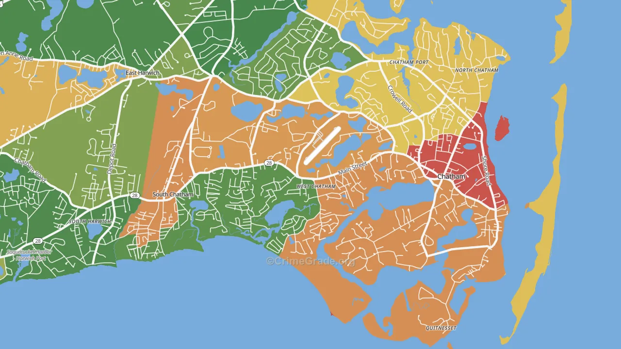 West Chatham, MA Map of Robbery Rates