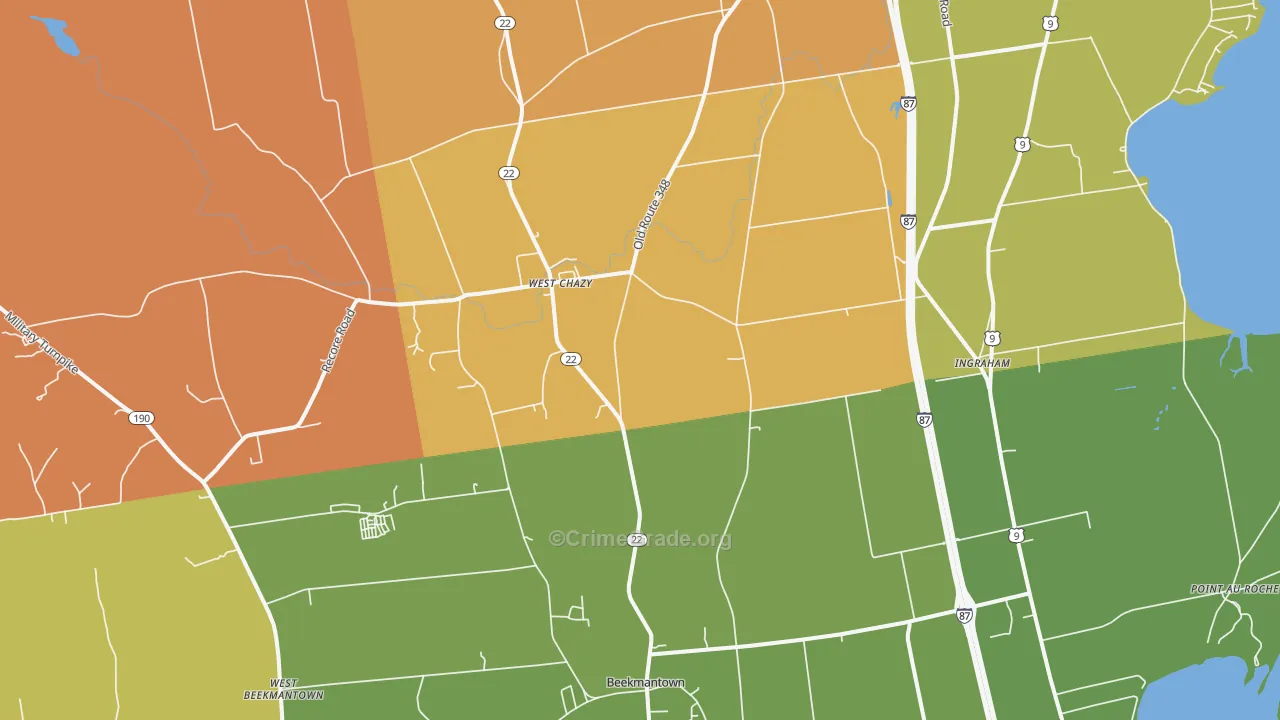 West Chazy, NY Map of Robbery Rates