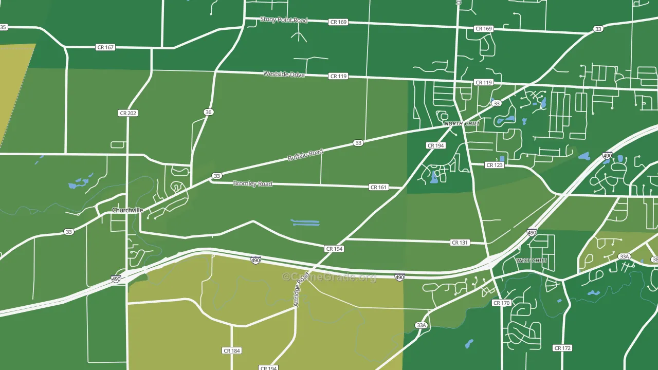 West Chili, NY Map of Robbery Rates