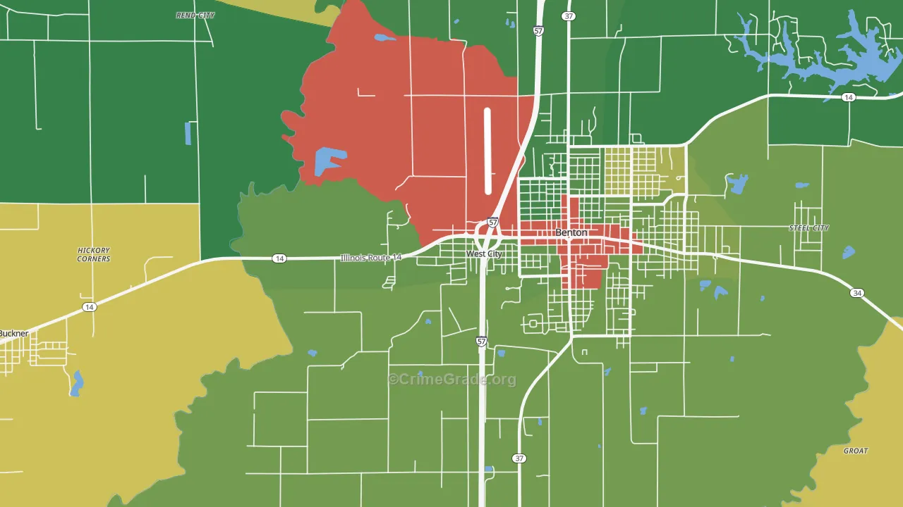 West City, IL Map of Robbery Rates