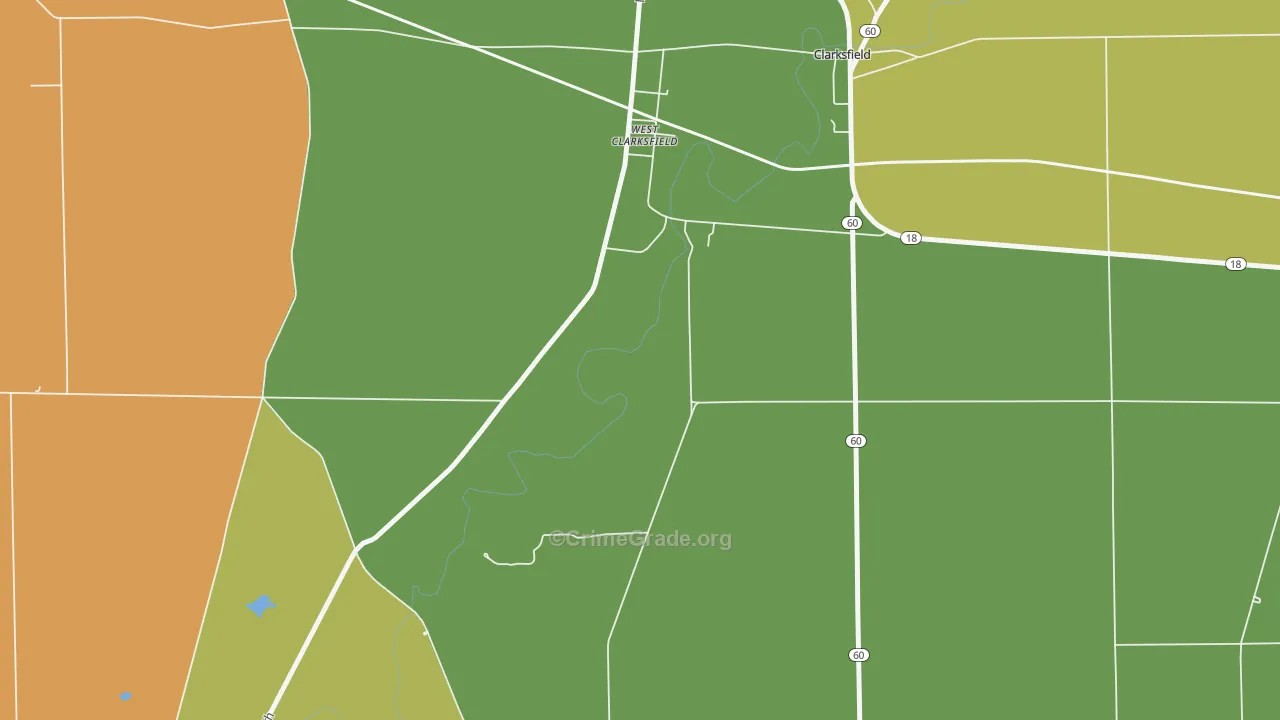 West Clarksfield, OH Map of Robbery Rates